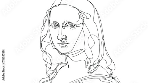 Continuous One Line Vector Art Mona Lisa Smile