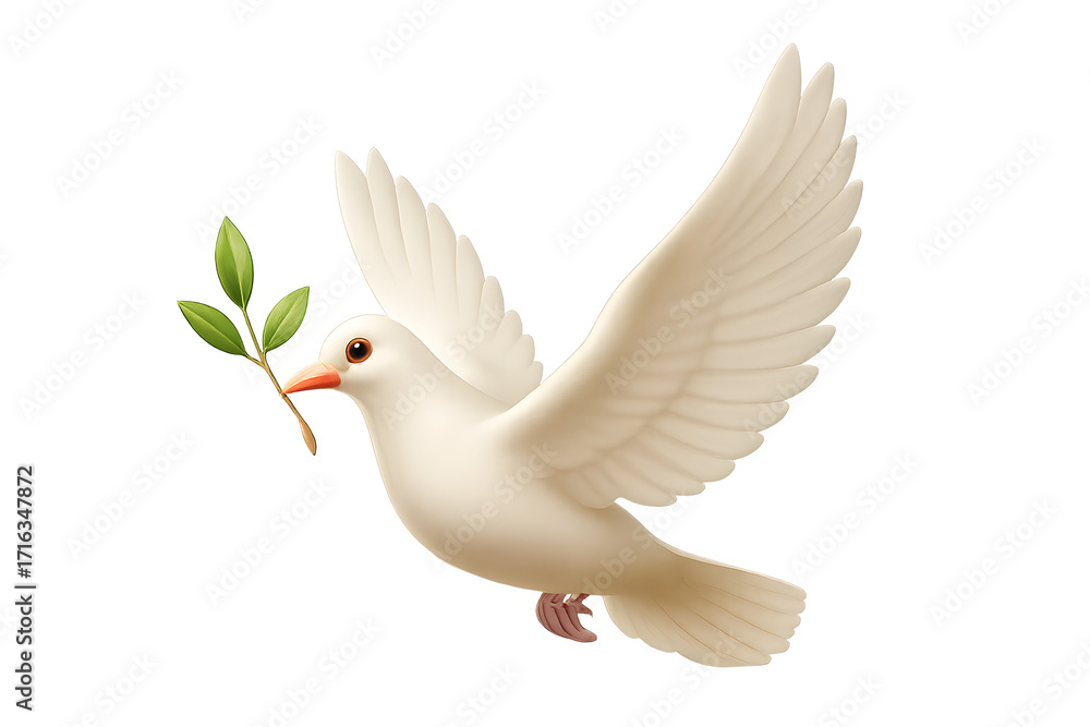 Obraz premium Symbolic White Dove Carrying Olive Branch of Peace and Hope