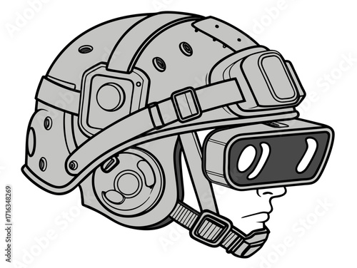 Immersive futuristic helmet with advanced technology for virtual reality exploration and gaming experiences