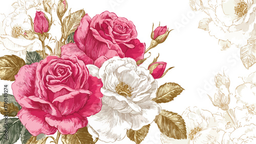 Elegant Vintage Wedding Invitation Card with Rose