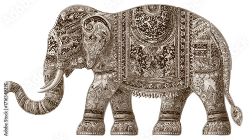 Elegant Vintage Indian Elephant Vector Illustration