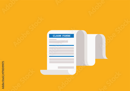 Clipboard claim form. Online claim form. Vector illustration
