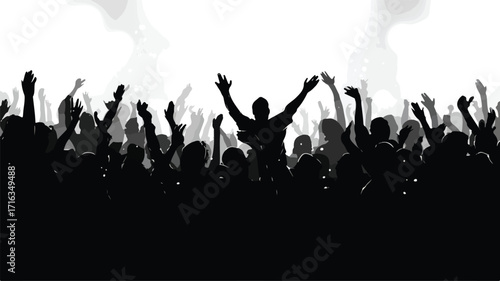 Energetic Concert Crowd Silhouette Applauding Excitement Music Performance
