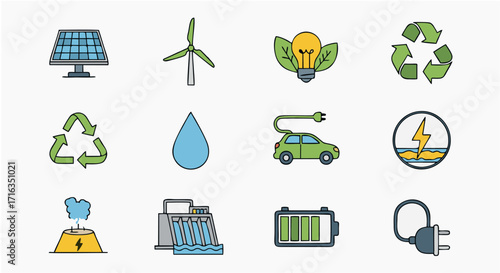 ecology icons set