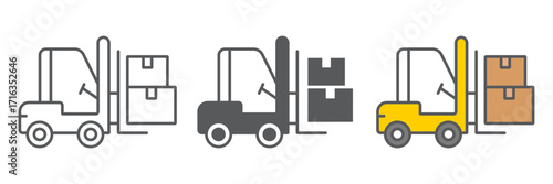 Forklift truck icon, logistic and delivery, bendi truck with boxes sign vector graphics, a linear icon on a white background, eps 10.