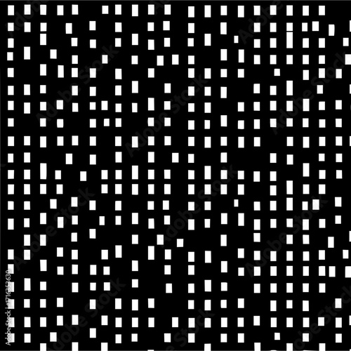 A dense arrangement of white rectangles on a black background creating a grid like optical illusion effect
