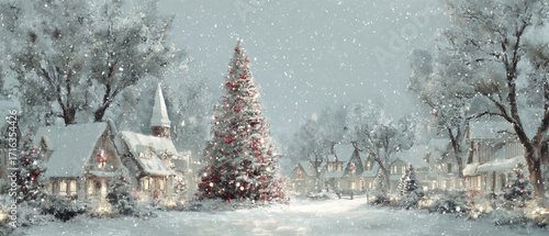 snow filled christmas landscape 