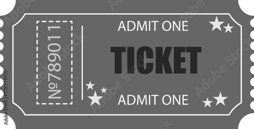 Ticket Admit One. Black and white
