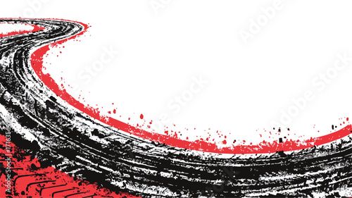 Professional Tire Track Ban Vector Print with Textured Design for Graphic Projects