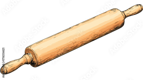 Professional Wooden Rolling Pin Clipart Vector Illustration