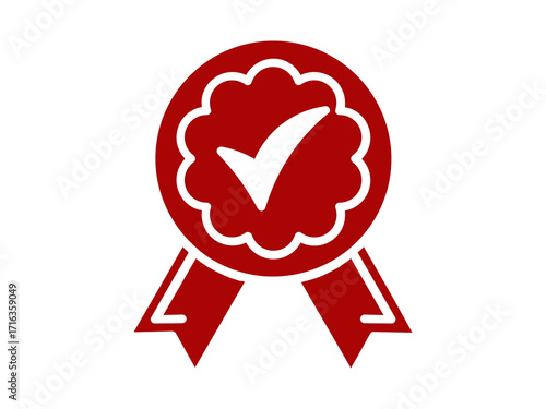 Premium quality assurance badge with checkmark symbol recognizing excellence and verified standards for products services and achievements