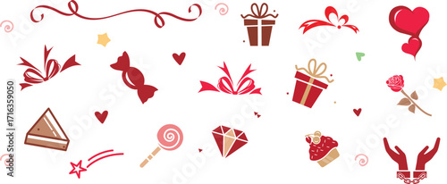 Valentine's and Wedding icons, Design Elements. Heart , Love , Dating and Relationship. Vector illustration.