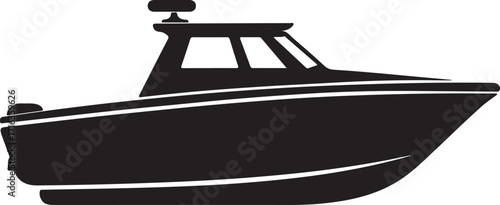 Elegant Motorboat Silhouette Illustration for Maritime and Nautical Designs Clean and Minimalist Style for Creative Projects