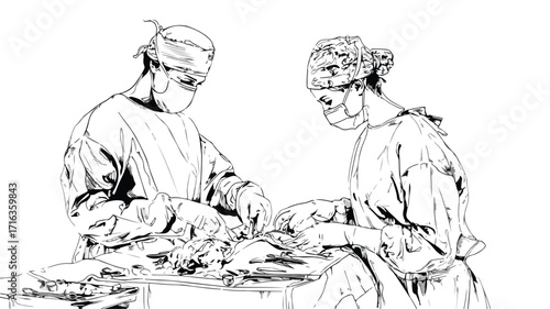 Happy Male Female Surgeons Surgical Gloves Image for Medical Websites and Publications