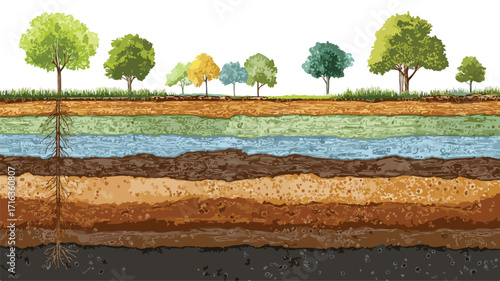 Soil Layer Infographics: Earth Texture & Horizon Environmental Illustration