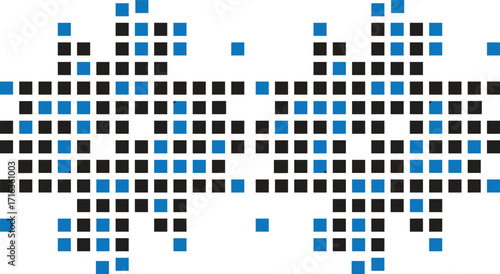 Dispersed background. Disintegration pixel effect illustration. Vector rectangle elements. Disappear transform rectangle texture. Dissolved filled square.