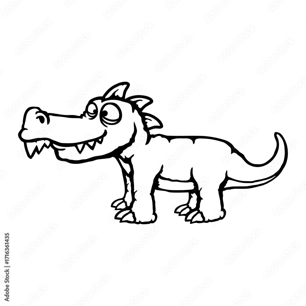 Obraz premium Funny Dino Happy Smile Dinosaur Children Drawing Cartoon