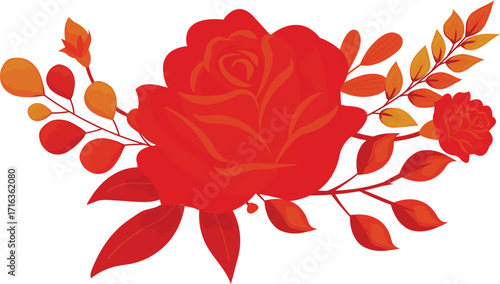 Collection of spring colorful flower elements vector. Set floral of wildflower, leaf branch, foliage on white background. Hand drawn blossom illustration for decor, easter, thanksgiving