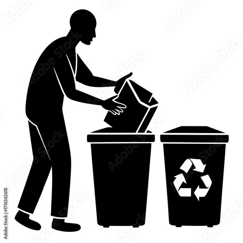 Person throwing trash into recycling bin garbage