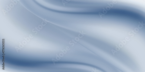 Abstract blue white luxury fabric wave background with copy space. Smooth liquid wave. Elegant shiny silk satin texture. Suit for wallpaper. Eps 10