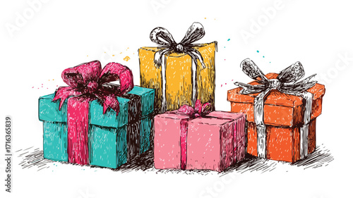 Vibrant Gift Boxes Showcase Joyful Surprises in Vector