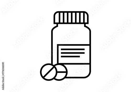 Icono negro de frasco con pastillas de medicación