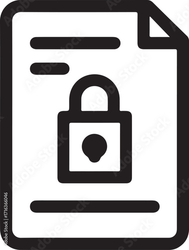 Secure document file with a lock icon symbolizing data protection and confidentiality of information concept in modern minimalist design style