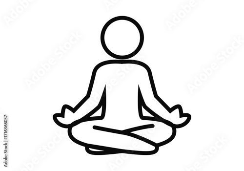 Icono negro de posición de yoga en fondo blanco