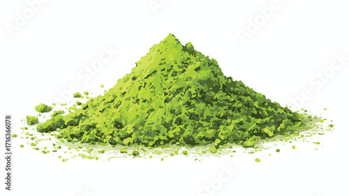 Vibrant Green Matcha Powder Vector Illustration for Healthy Beverage Advertising