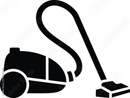 Modern vacuum cleaner icon silhouette for home cleaning and maintenance services vector