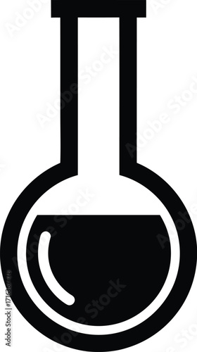 Simple scientific laboratory flask icon symbol for research and chemistry experiments vector