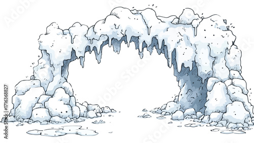 Enchanting Cartoon Cave Illustration on White Background for Design Projects