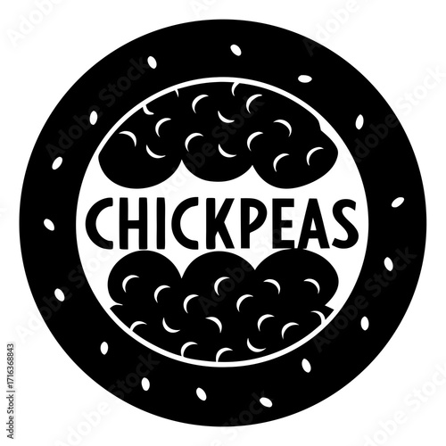 Black and white graphic of chickpeas in a circle food