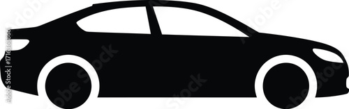Sleek sedan car silhouette icon vector transportation automotive symbol clean design vector