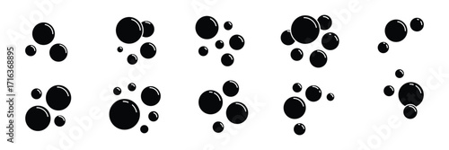 Set of Bubbles icon. Soap foam, fizzy drink, oxygen bubble pictogram pack symbol template for graphic and web design collection logo vector illustration . eps 10 
