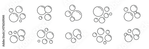 Set of Bubbles icon. Soap foam, fizzy drink, oxygen bubble pictogram pack symbol template for graphic and web design collection logo vector illustration . eps 10 
