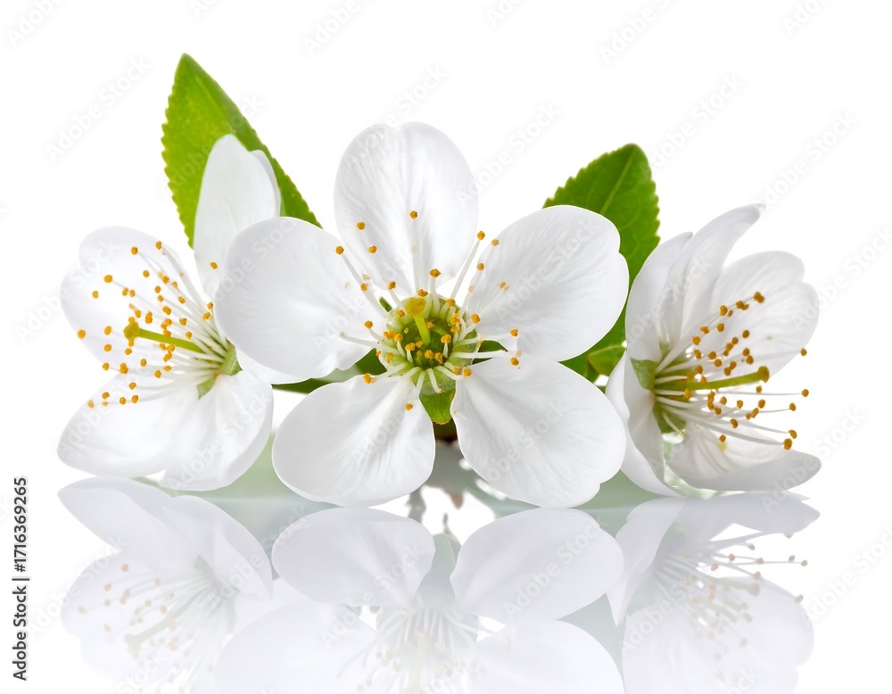 Fototapeta premium Delicate white cherry blossoms in a studio setting