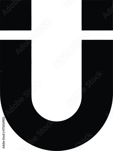Simple horseshoe magnet icon abstract graphic symbol illustration clean minimal design vector