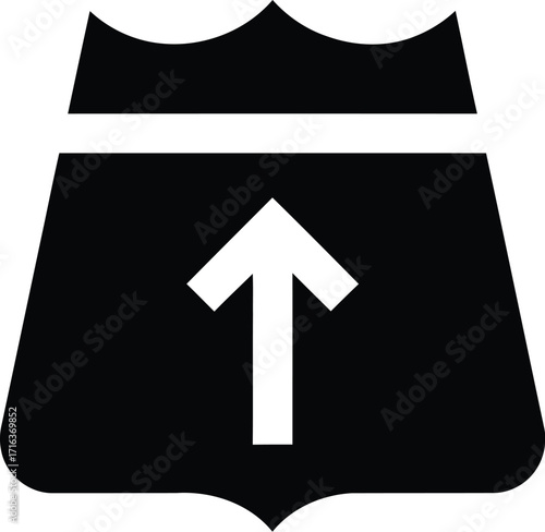 Interstate highway shield symbol with up arrow vector illustration vector