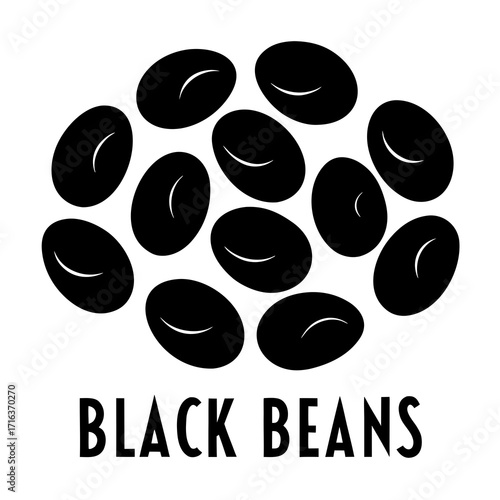 Black beans graphic illustration with text food