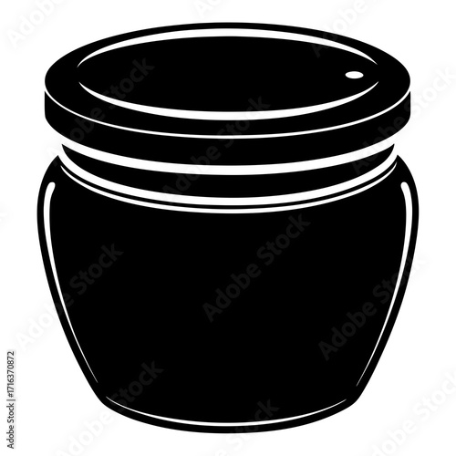 Black jar with white outline and lid container