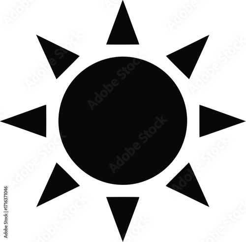 Simple stylized sun icon vector graphic represents heat light energy celestial body vector