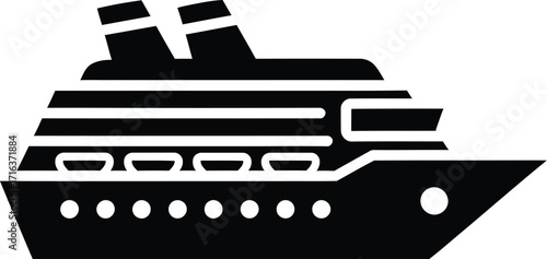 Modern luxury cruise ship silhouette ocean voyage travel vacation icon vector