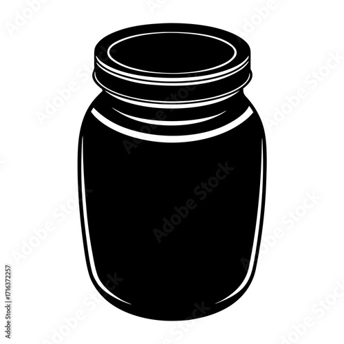 Black silhouette of a glass mason jar with lid container