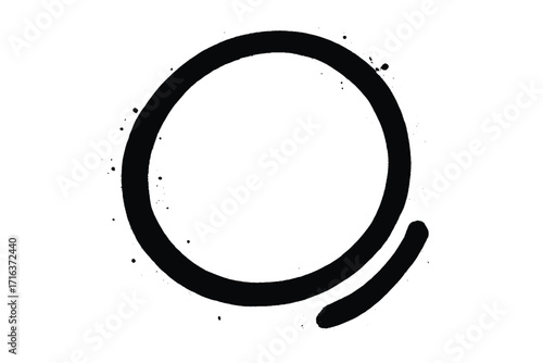 Spray textured graffiti doodle punk circle shape, hand drawn abstract scribble and squiggle, creative bold vector cartoon illustration, urban grunge art design, transparent background