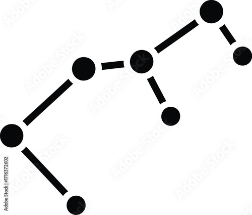 Simple minimalist aquarius constellation line art symbol astrology zodiac sign vector