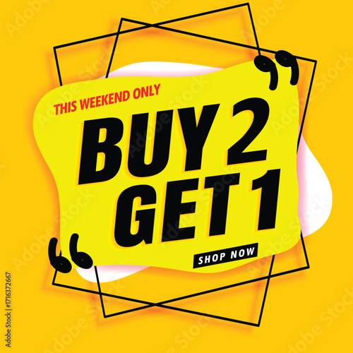 sale banner modern yellow.buy 2 get 1 free