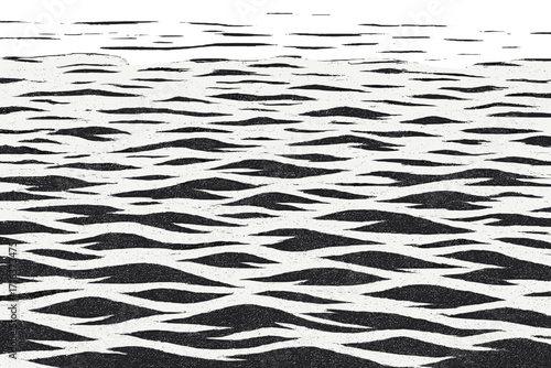 Monochrome water surface background with small ripples. Halftone vintage dotted texture. Abstract liquid pattern overlay template. Black and white sea waves vector illustration.