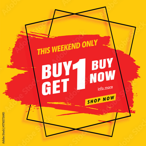 sale banner modern yellow.buy 1 get 1 free