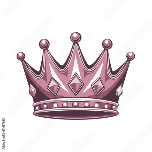 Elegant rose gold colored crown with diamonds graphic illustration for royalty or luxury themed designs and creative projects
